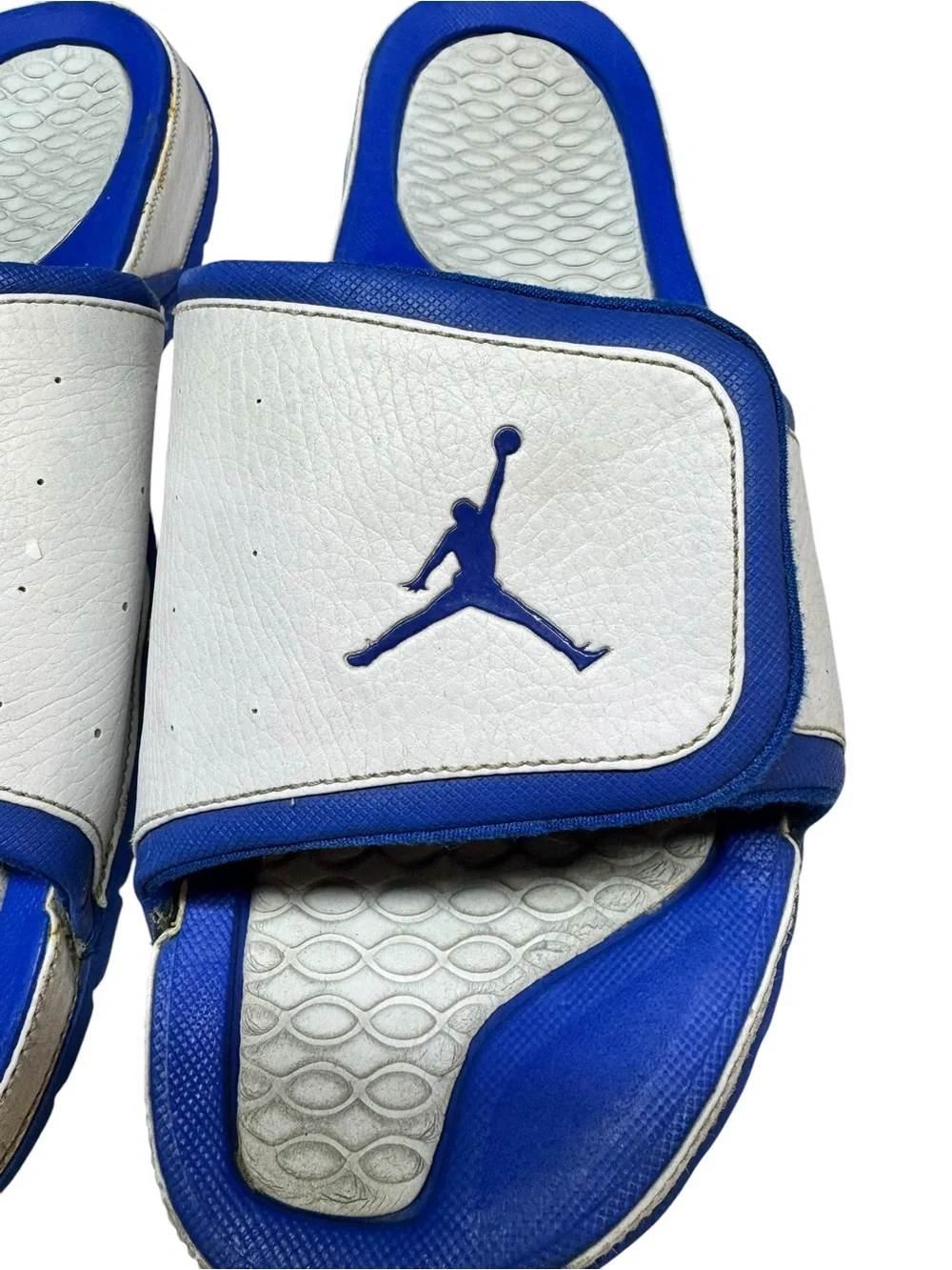 Jordan Retro 10 Hydro Slides White Blue Mens Size 13 Nike Basketball Slippers